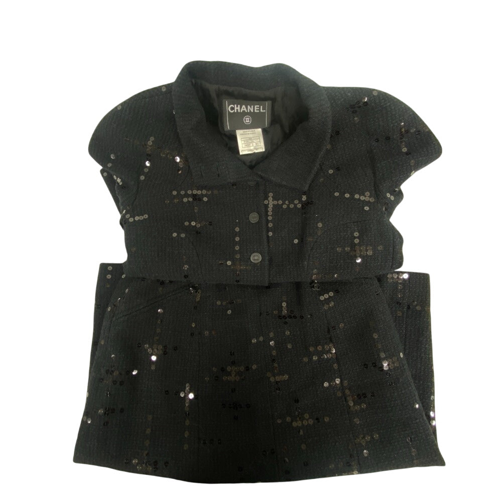 CHANEL setup P19919V11517 cotton black setup Sequin Women 38
