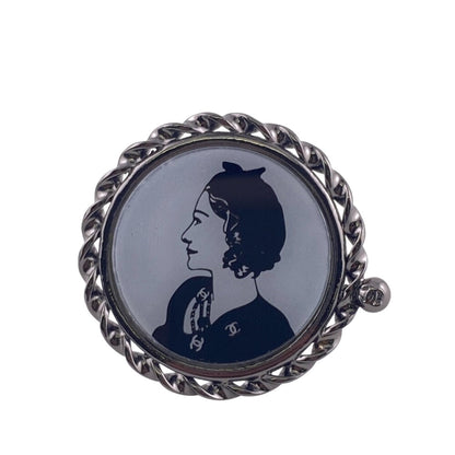 CHANEL Ring metal black Mademoiselle COCO Mark Women