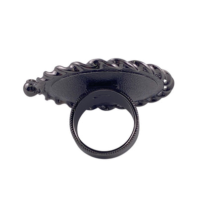 CHANEL Ring metal black Mademoiselle COCO Mark Women