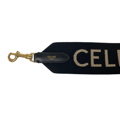 CELINE Shoulder strap canvas black jacquard long strap Women