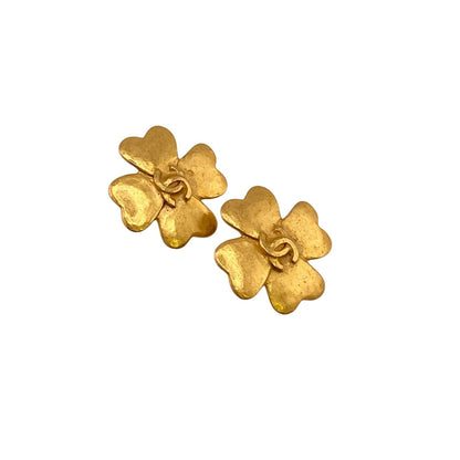 CHANEL Earring 95P Gold Plated gold COCO Mark Clover Women