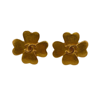 CHANEL Earring 95P Gold Plated gold COCO Mark Clover Women