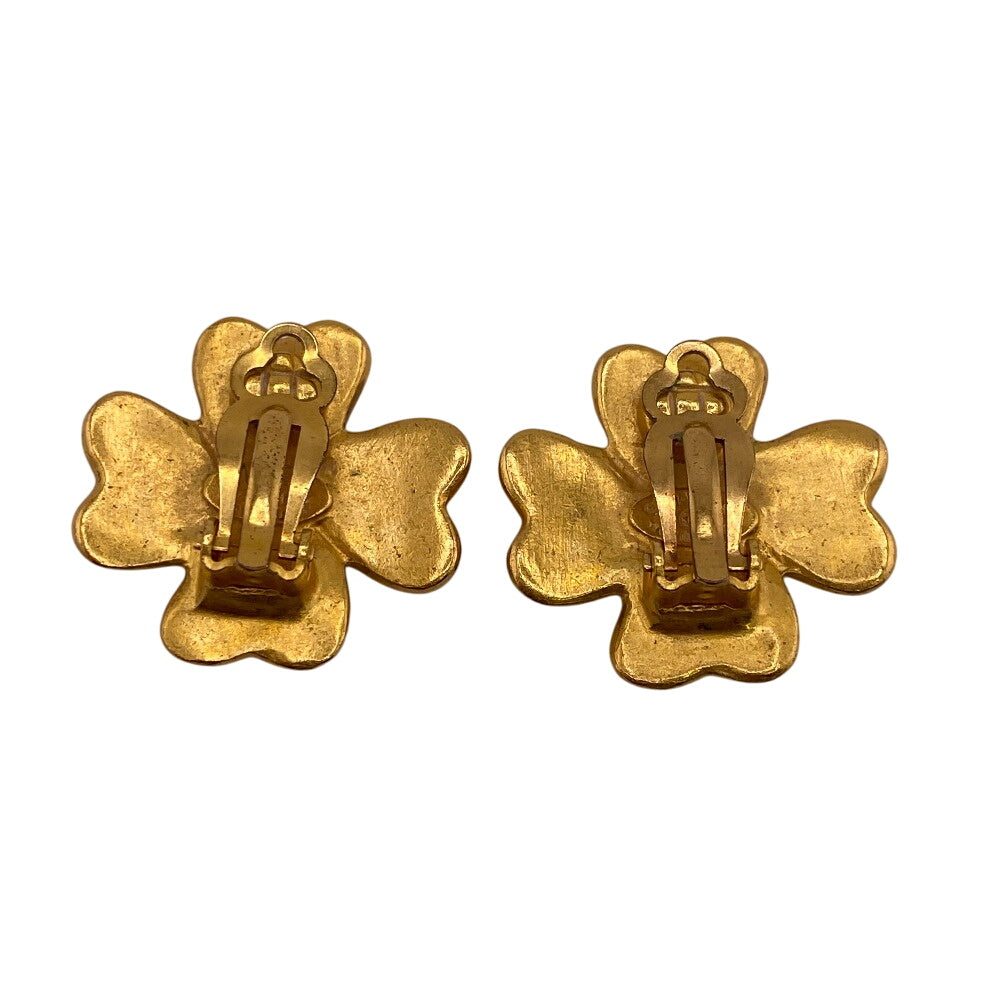 CHANEL Earring 95P Gold Plated gold COCO Mark Clover Women