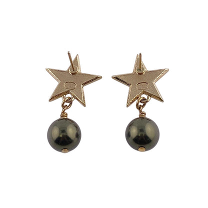 CHANEL Pierce Gold Plated gold A17C COCO Mark Star Pearl Women