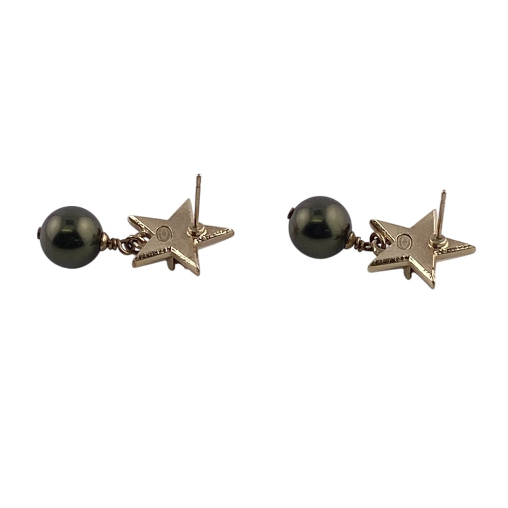 CHANEL Pierce Gold Plated gold A17C COCO Mark Star Pearl Women