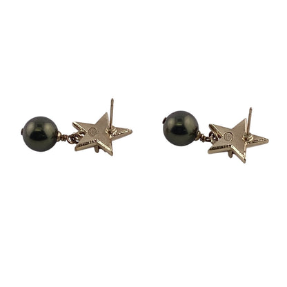 CHANEL Pierce Gold Plated gold A17C COCO Mark Star Pearl Women