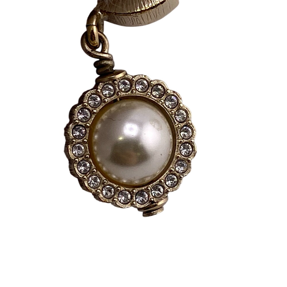 CHANEL Pierce Gold Plated, Rhinestones, Faux Pearls gold COCO Mark B21V Women