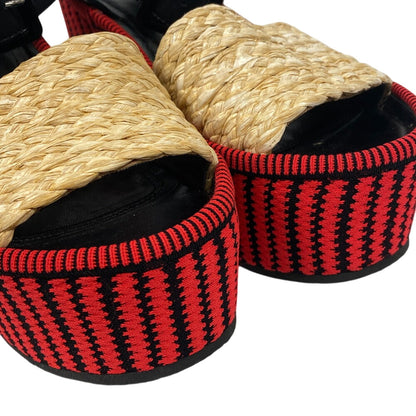 CELINE Sandals Leather, Fabric multicolor Phoebe period Women 35.5