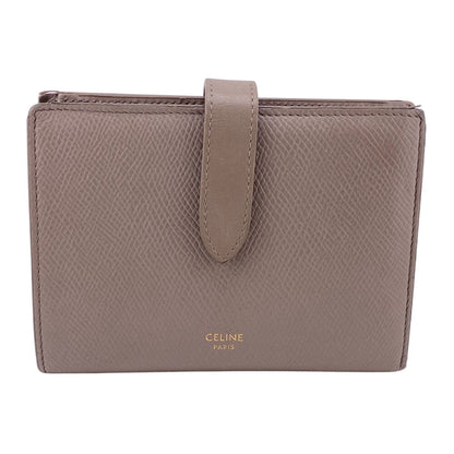 CELINE Bifold Wallet leather beige strap medium Women