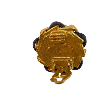 CHANEL Earring Gold Plated, Leather gold 93A Pearl Women