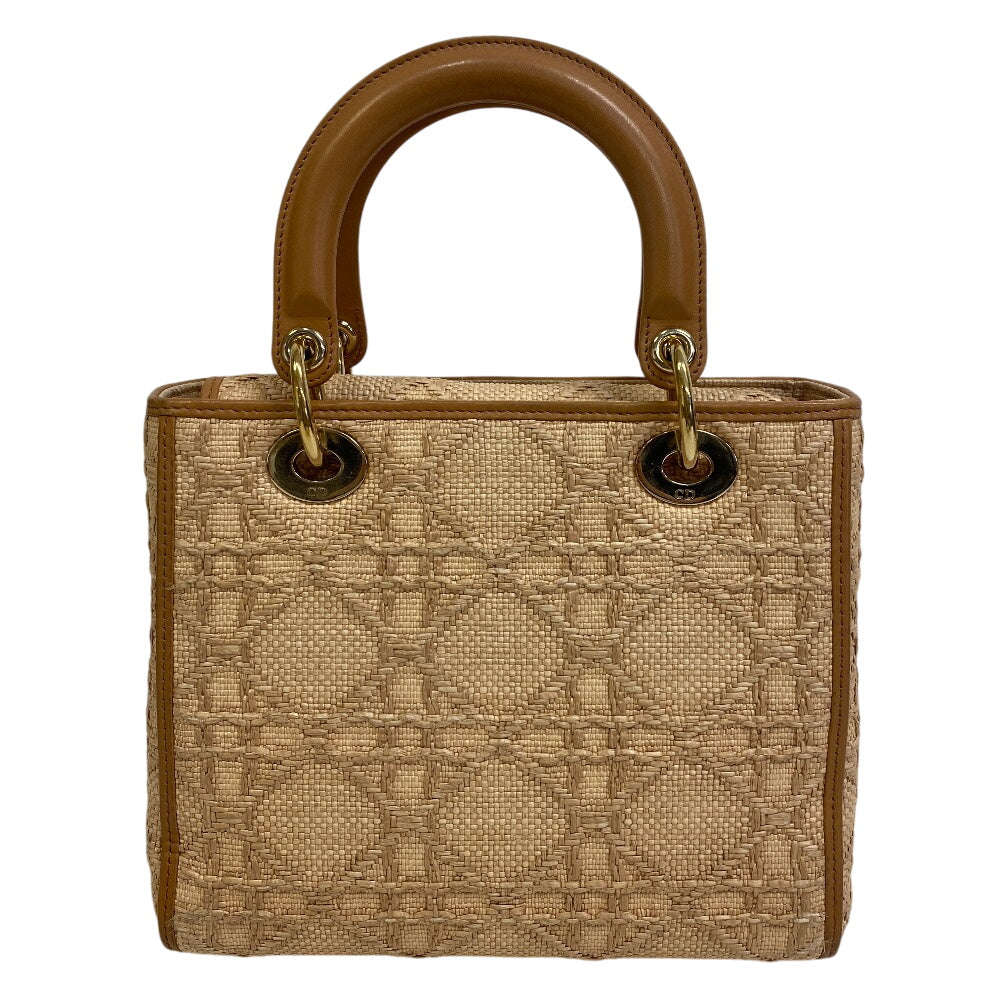 Christian Dior Shoulder Bag M05650MBDM925 Raffia, Leather beige 2way medium bag Canage Women