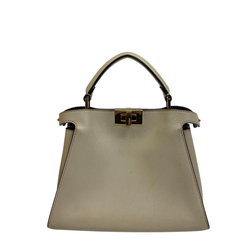 FENDI Handbag 8BN302 leather beige 2WAY Shoulder Bag Peekaboo Essentials Women