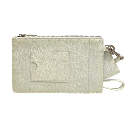 BALENCIAGA Pouch 659783 leather white 1IZIM Travel pouch logo cash pouch Card Case Women(Unisex)