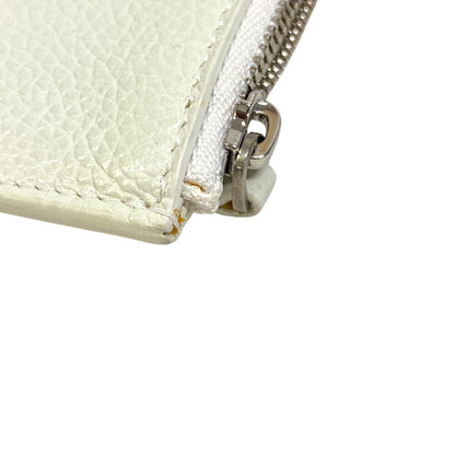 BALENCIAGA Pouch 659783 leather white 1IZIM Travel pouch logo cash pouch Card Case Women(Unisex)