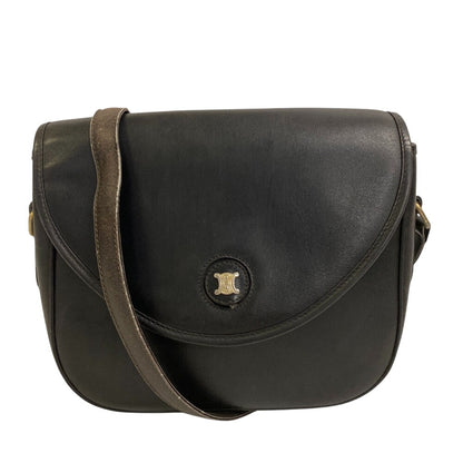 CELINE Shoulder Bag leather black Vintage Crossbody Triomphe