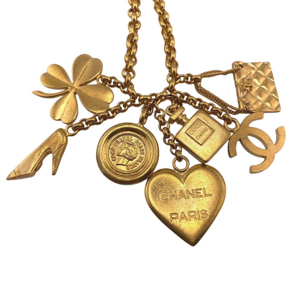 CHANEL Necklace 96P Gold Plated gold 7 hooks COCO Mark Icon Matelasse Women
