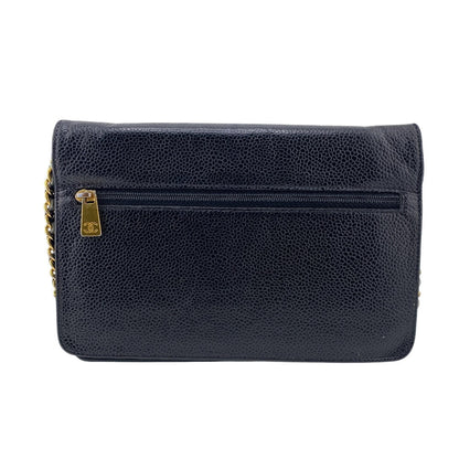 CHANEL Long Wallet Purse Caviar skin black COCO Mark