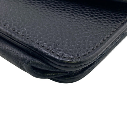 CHANEL Long Wallet Purse Caviar skin black COCO Mark