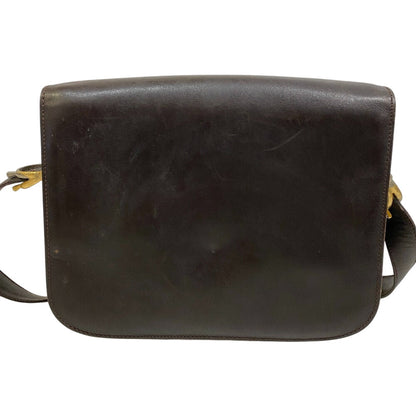 CELINE Shoulder Bag leather Brown Carriage Metal Vintage Women