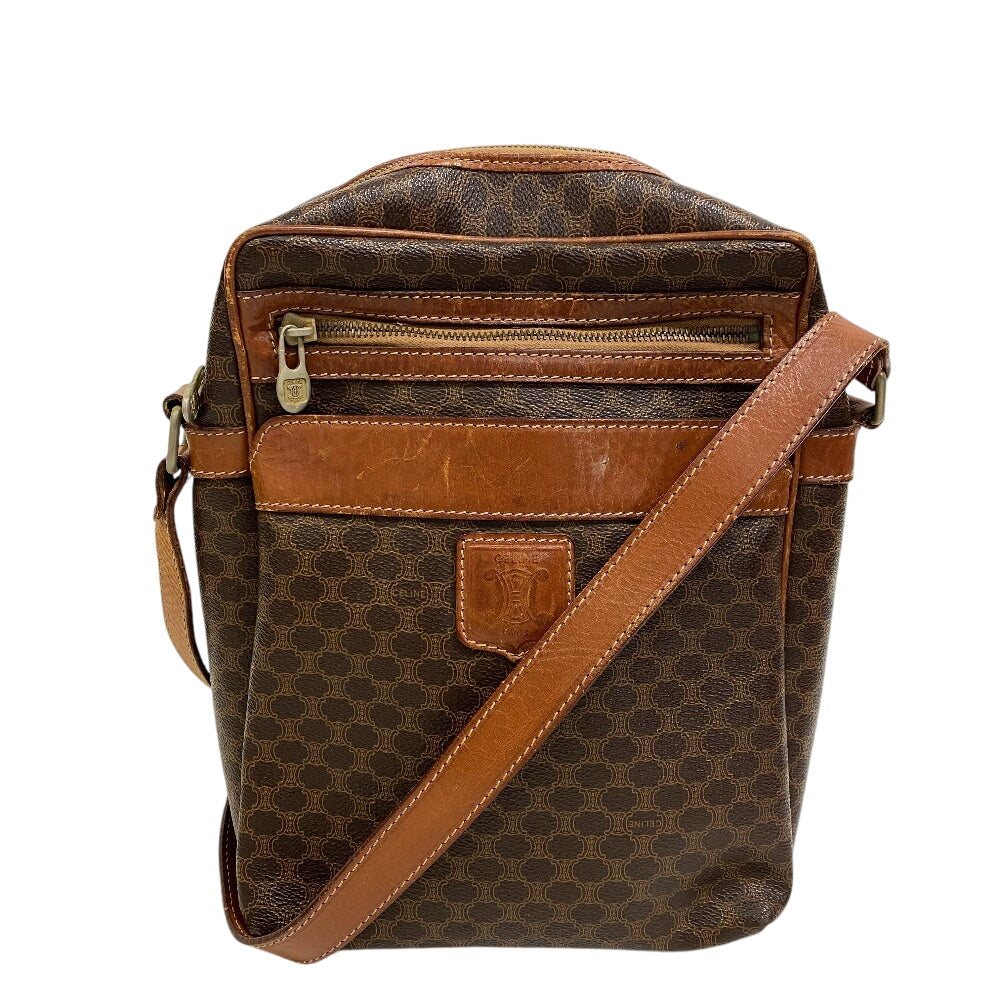 CELINE Shoulder Bag leather Brown Vintage macadam Women