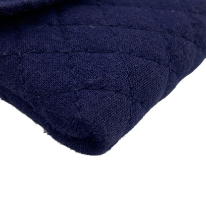 CHANEL Pouch cotton Navy Chained mini pouch Matrasse Women
