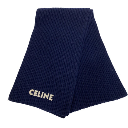 CELINE Scarf wool Navy Logo point wool scarf Women(Unisex)
