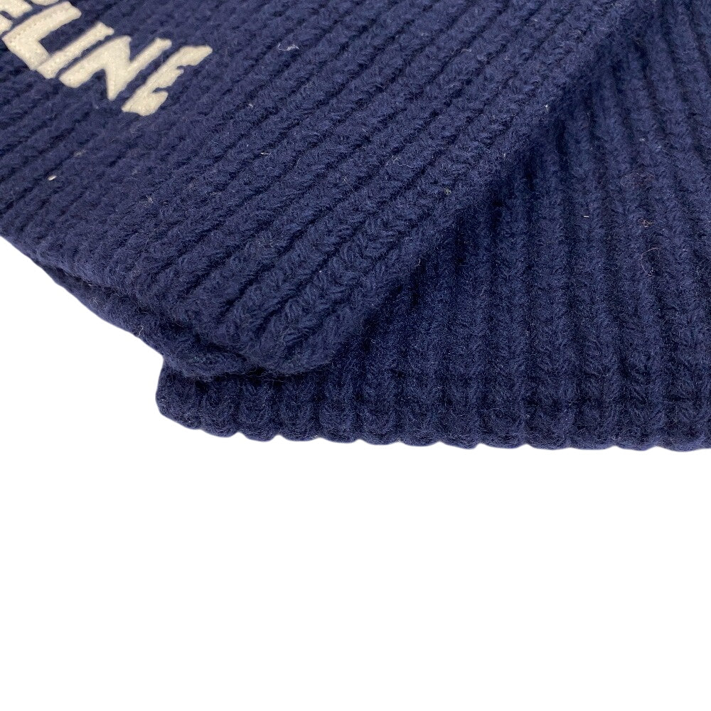 CELINE Scarf wool Navy Logo point wool scarf Women(Unisex)