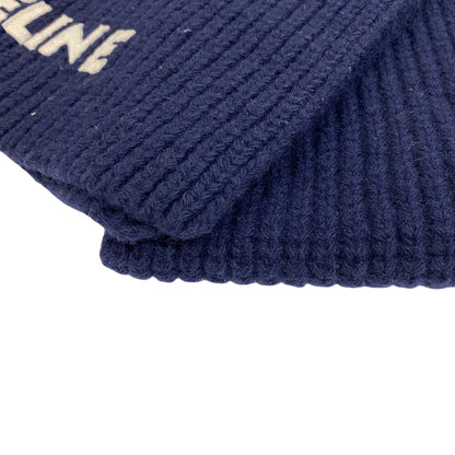 CELINE Scarf wool Navy Logo point wool scarf Women(Unisex)