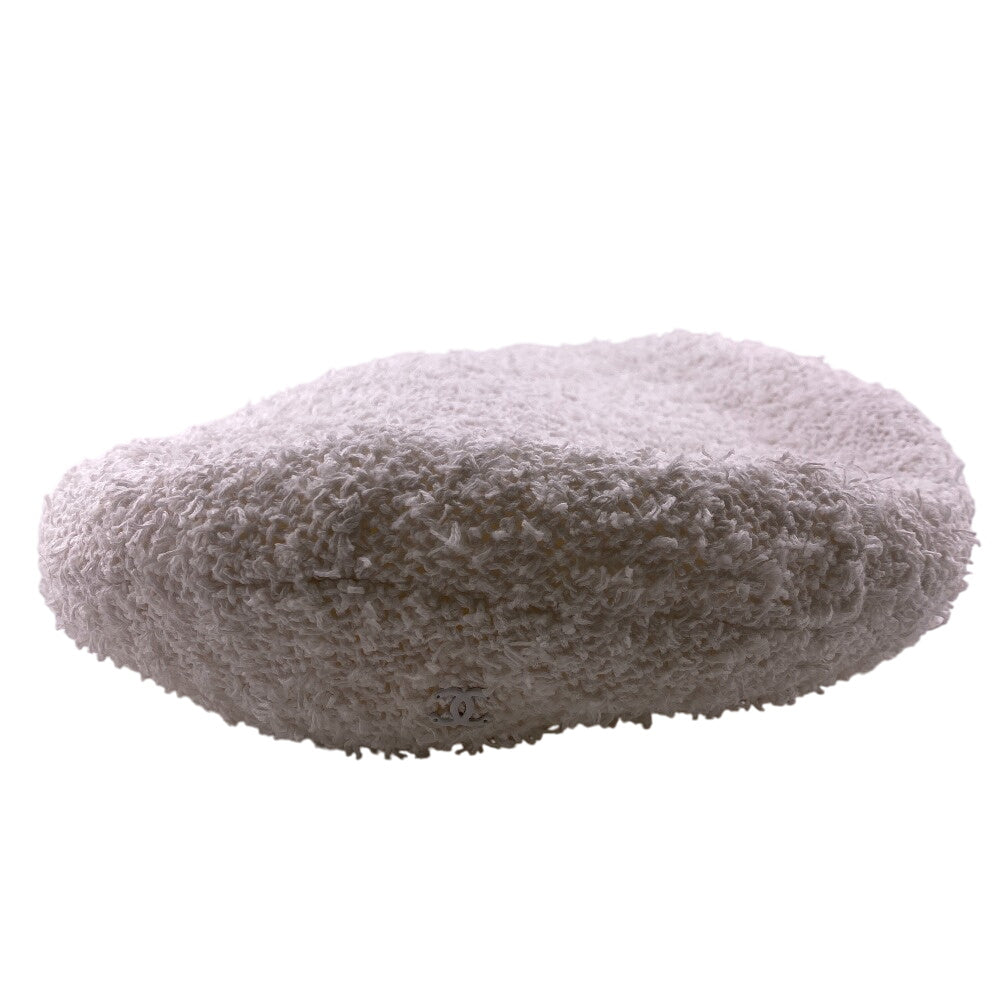 CHANEL beret cotton white COCO Mark M