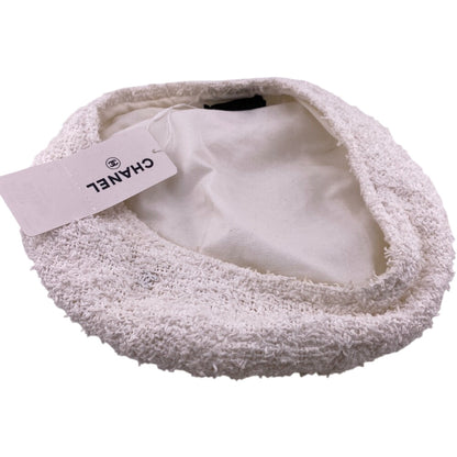 CHANEL beret cotton white COCO Mark M