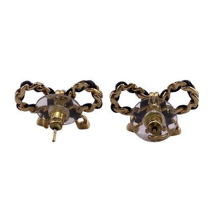 CHANEL Pierce Gold Plated gold COCO Mark Ribbon Women