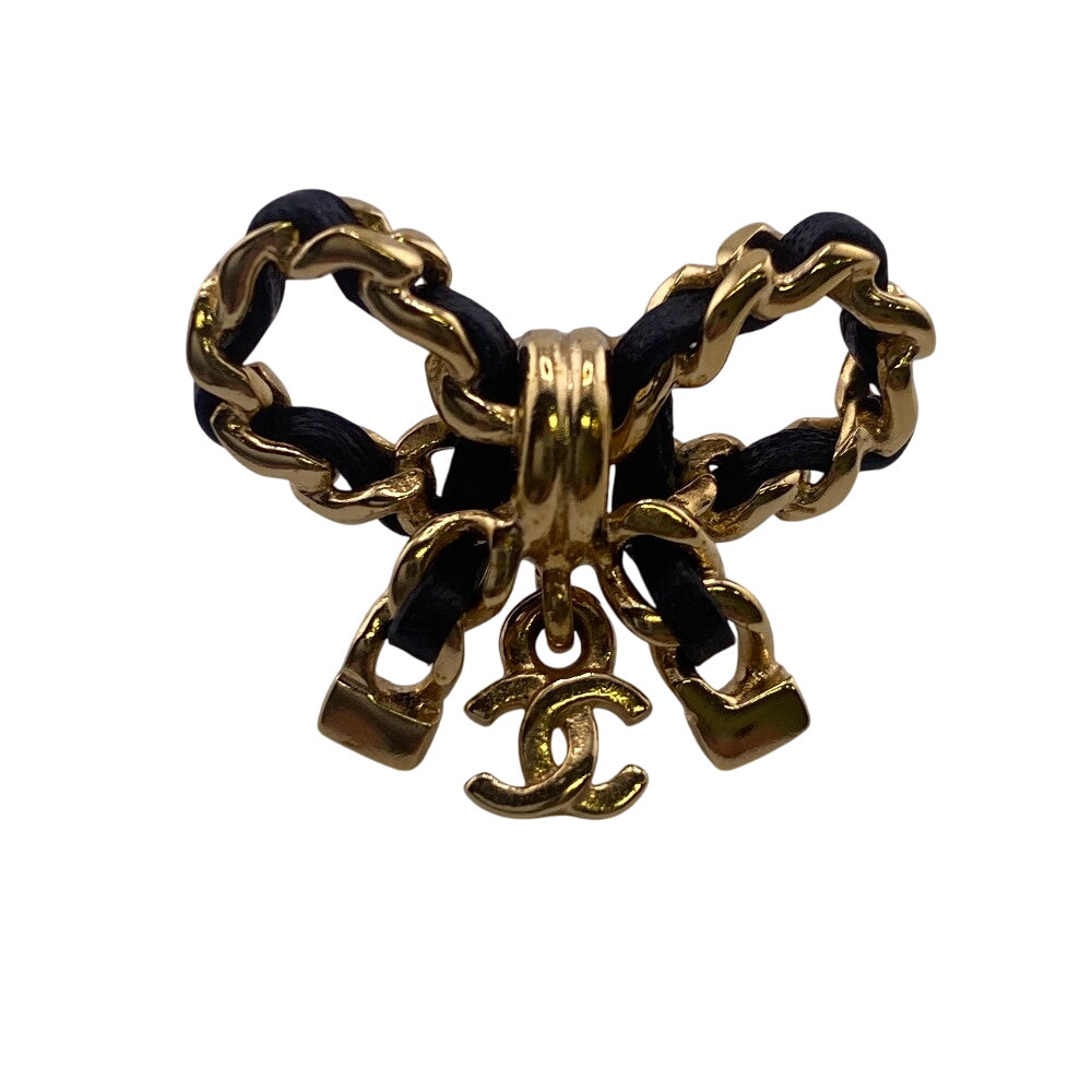CHANEL Pierce Gold Plated gold COCO Mark Ribbon Women