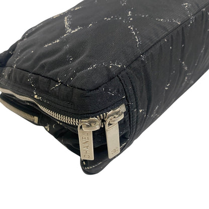 CHANEL Handbag Nylon, Canvas black Mini Boston Duffel bag Travel bag Grid pattern old travelline handbag Women