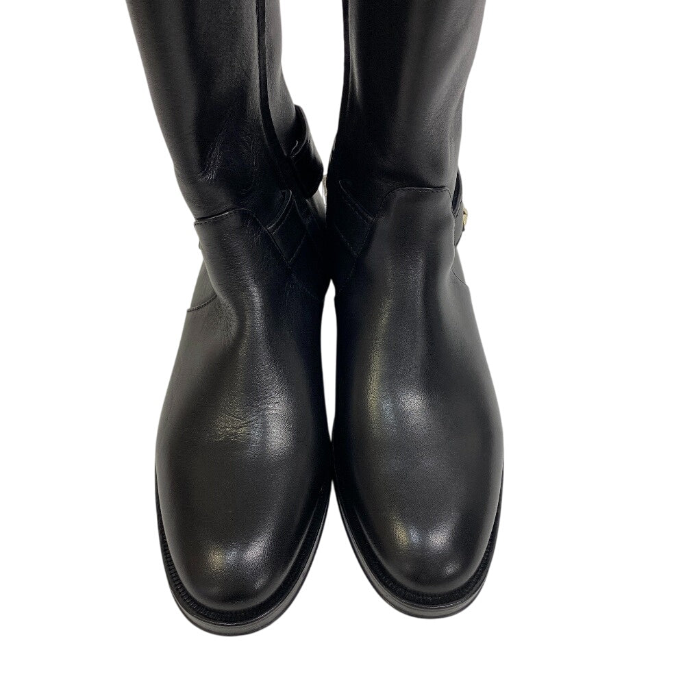 CHANEL boots G39171 leather black COCO Mark Long Boots Chain Women 38C