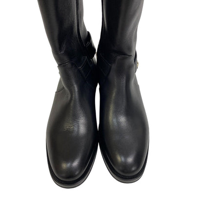 CHANEL boots G39171 leather black COCO Mark Long Boots Chain Women 38C