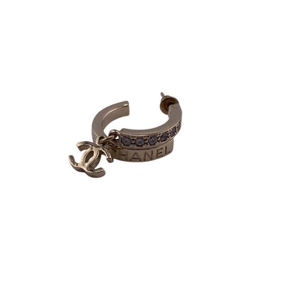 CHANEL Pierce Gold Plated, Rhinestone Silver Rhinestone logo COCO Mark Women