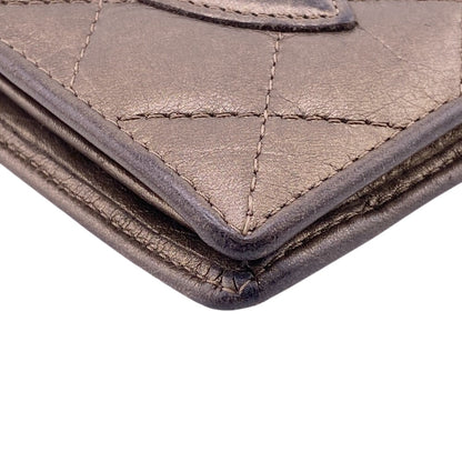 CHANEL Long Wallet Purse A26717 leather gold Bifold Wallet COCO Mark Metallic Cambon Women