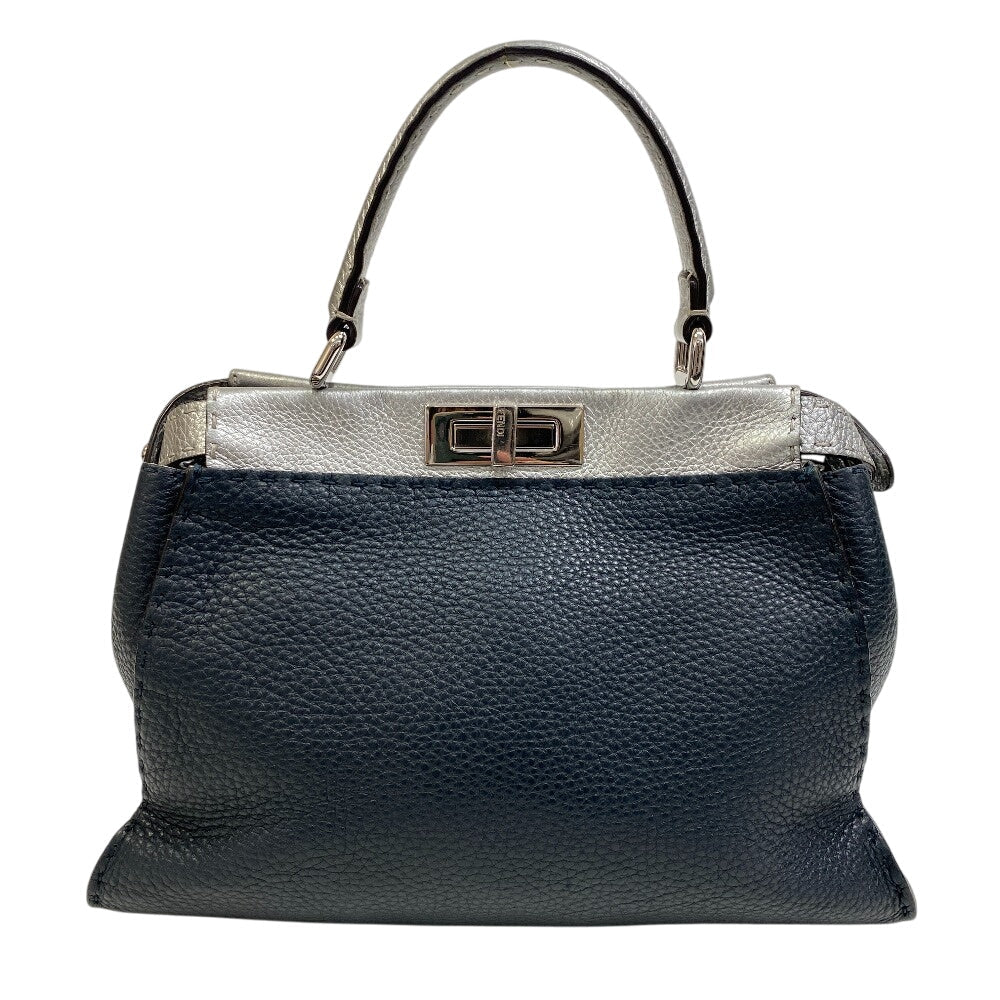 FENDI Handbag 8BN290 leather Navy Ginza limited Peekaboo medium Women