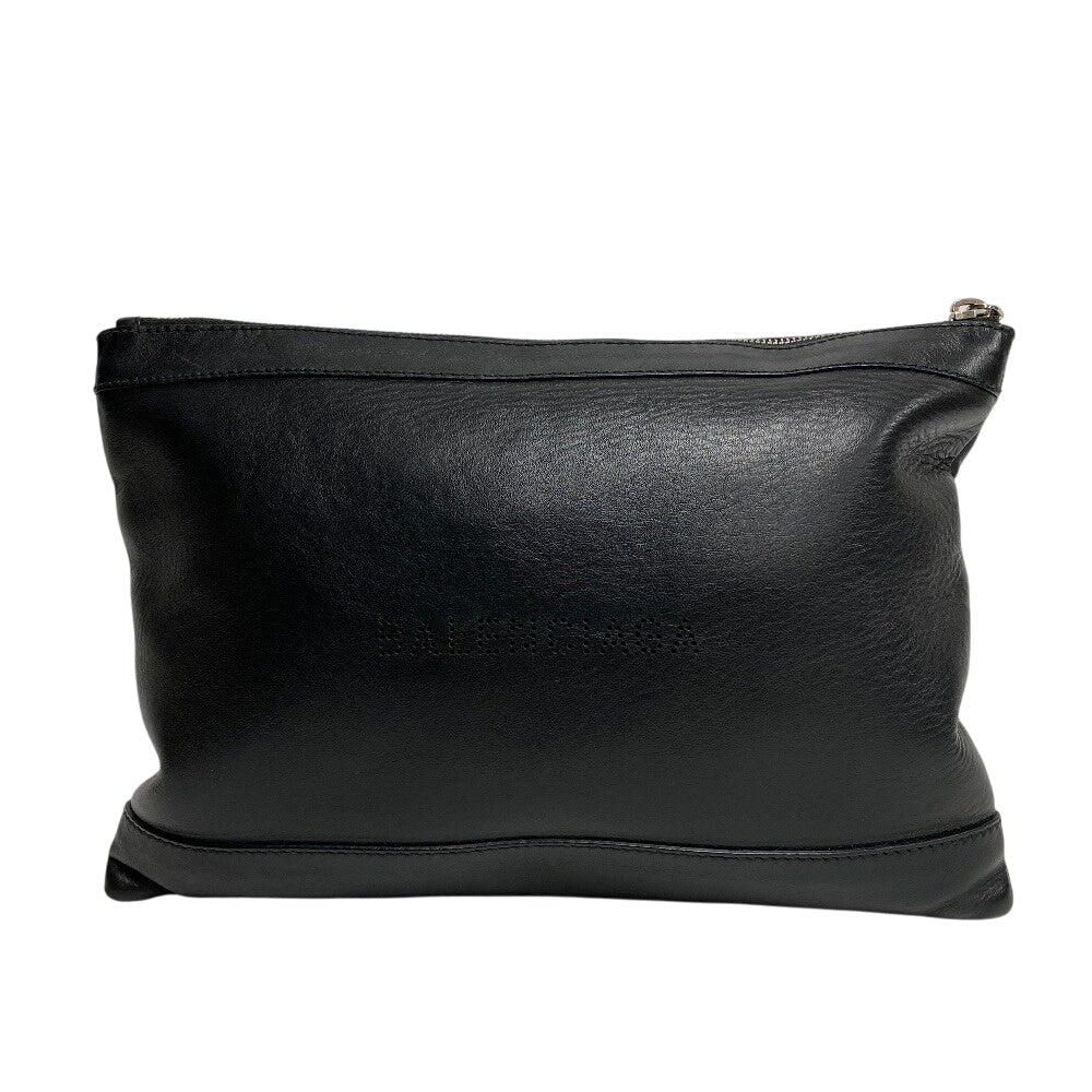 BALENCIAGA Clutch bag 373834 leather black business bag mens(Unisex)