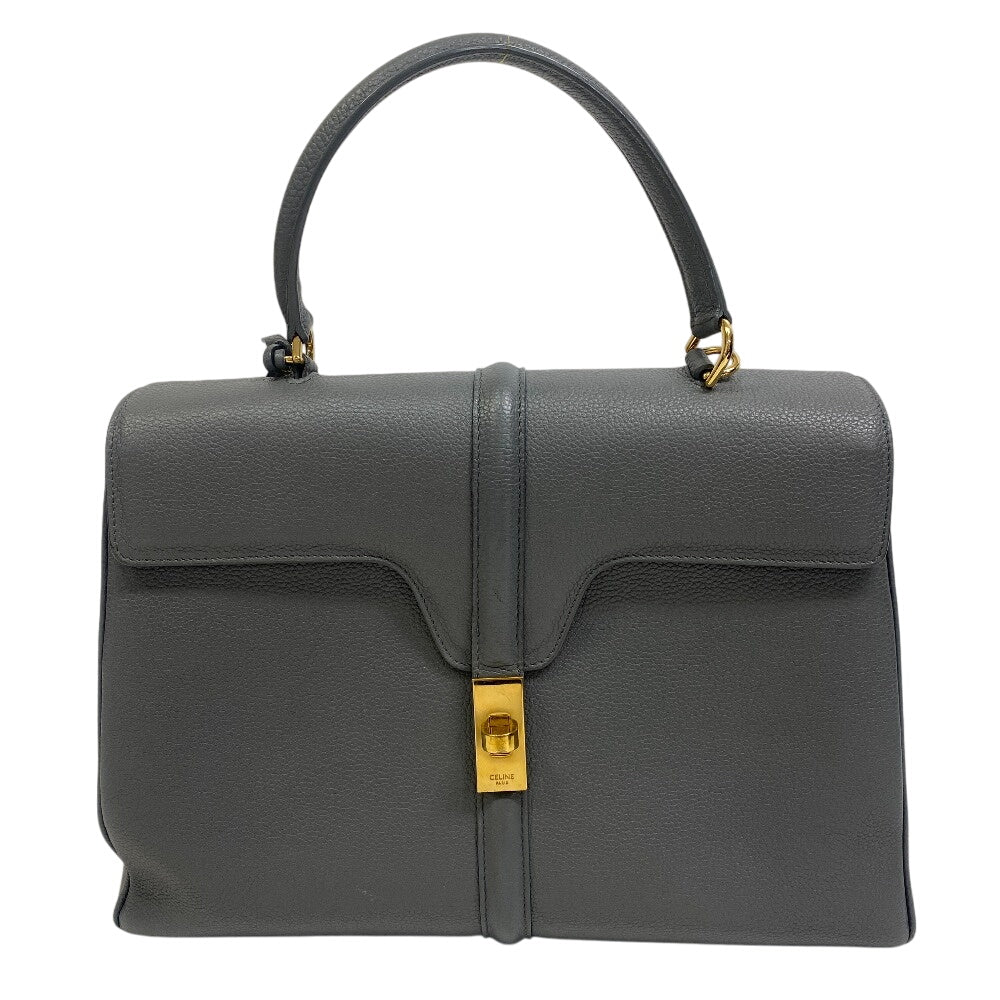 CELINE Handbag Leather , Satined Calfskin gray 2WAY 16 seeds medium Women