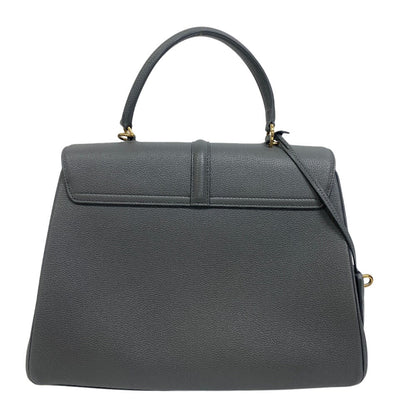 CELINE Handbag Leather , Satined Calfskin gray 2WAY 16 seeds medium Women