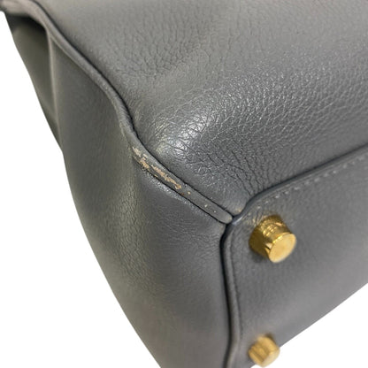 CELINE Handbag Leather , Satined Calfskin gray 2WAY 16 seeds medium Women