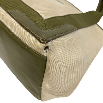 BALENCIAGA Tote Bag 339933 Canvas, Calfskin Khaki green navy cabas small Women(Unisex)
