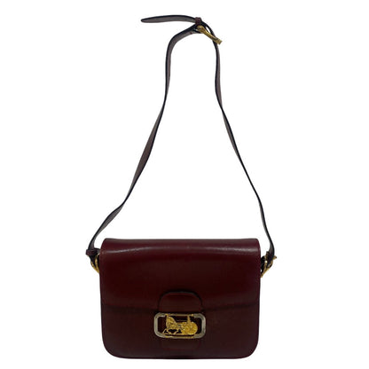 CELINE Shoulder Bag leather wine-red Shoulder Bag Vintage Carriage Metal Women