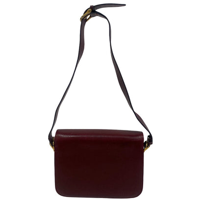 CELINE Shoulder Bag leather wine-red Shoulder Bag Vintage Carriage Metal Women