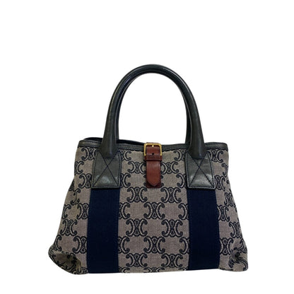 CELINE Handbag leather black Triomphe Macadam Pattern Women