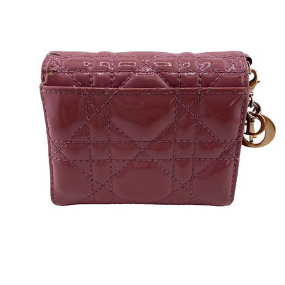 Christian Dior Tri-fold wallet leather pink Trifold Lady Dior Lotus wallet Women