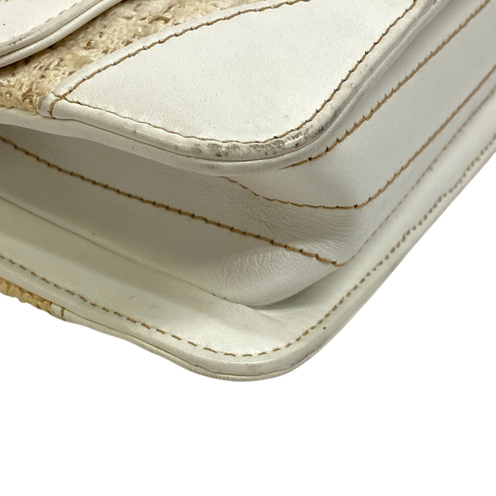 CHANEL Shoulder Bag Tweed, Leather white WChainShoulder COCO Mark Tweed Women