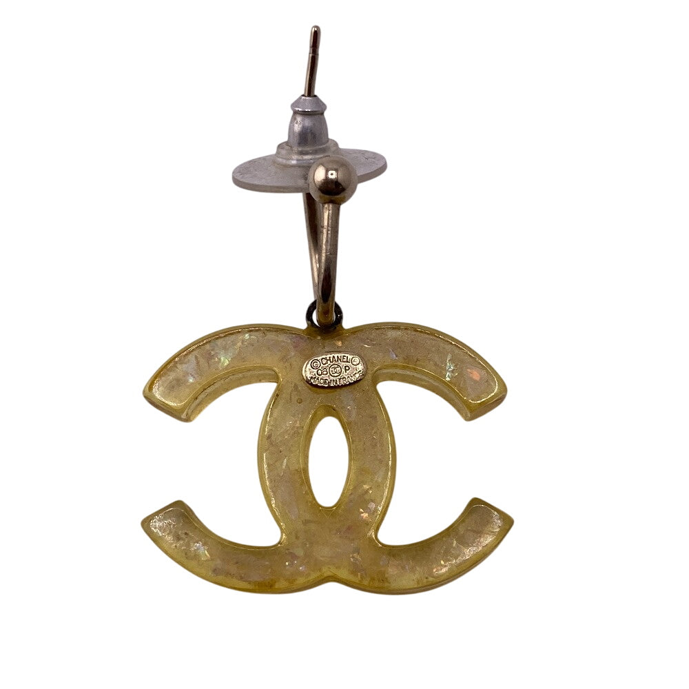 CHANEL Pierce plastic yellow Clear Glitter 06P Swing COCO Mark Women