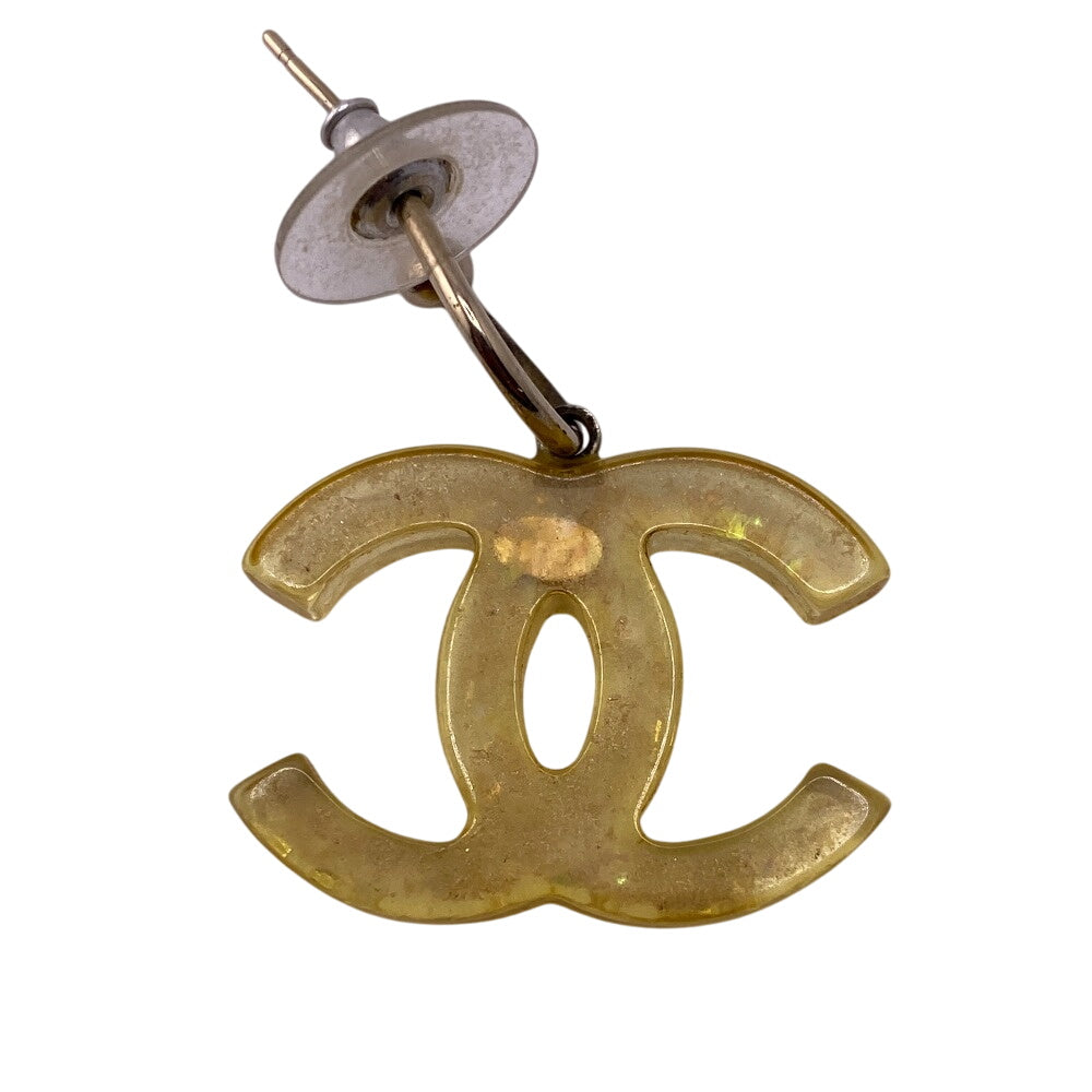 CHANEL Pierce plastic yellow Clear Glitter 06P Swing COCO Mark Women